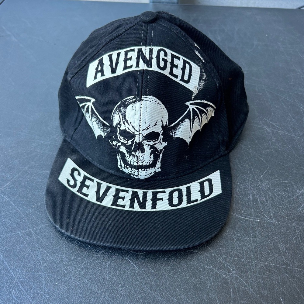 Avenged Sevenfold Deathbat Hat Black Flexfit Metalcore Emo Band Merch Cap